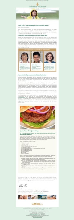E-Mailing „April-April“ für Ayurveda-Klinik Bad Ems