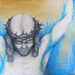 Acryl, Bleistift und Wachsmalkreide