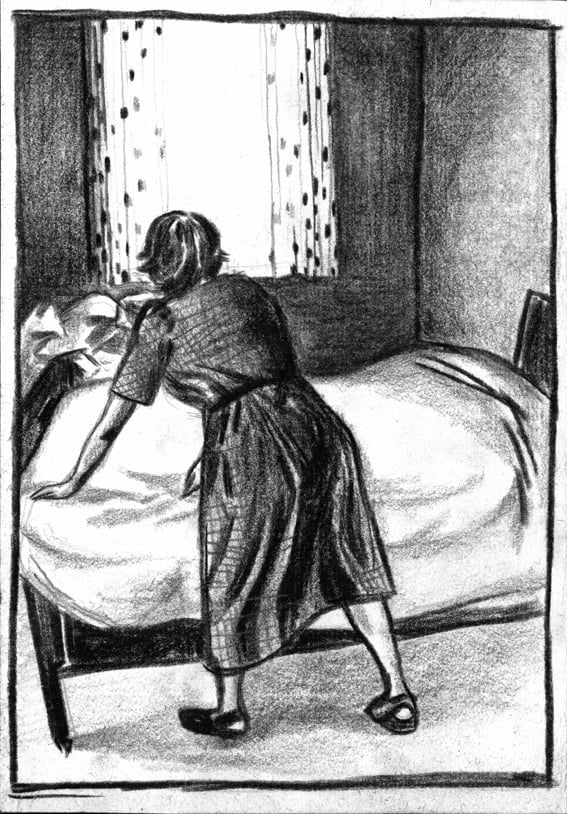 making the bed