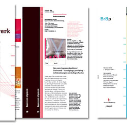 Für den Bauwerk Verlag: Kataloge, Zeitschriften, Buchcover, Printwerbung (bis 2003). Satz und Reinzeichnung.