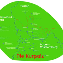 Die Kurpfalz, eine Landkarte aus »Die Kurpfalz wimmelt« ISBN 978−3-8425−2177−3