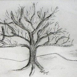 Baum mit Sonne – Kohle