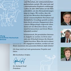 Folder für die Stiftung der Tierärztlichen Hochschule