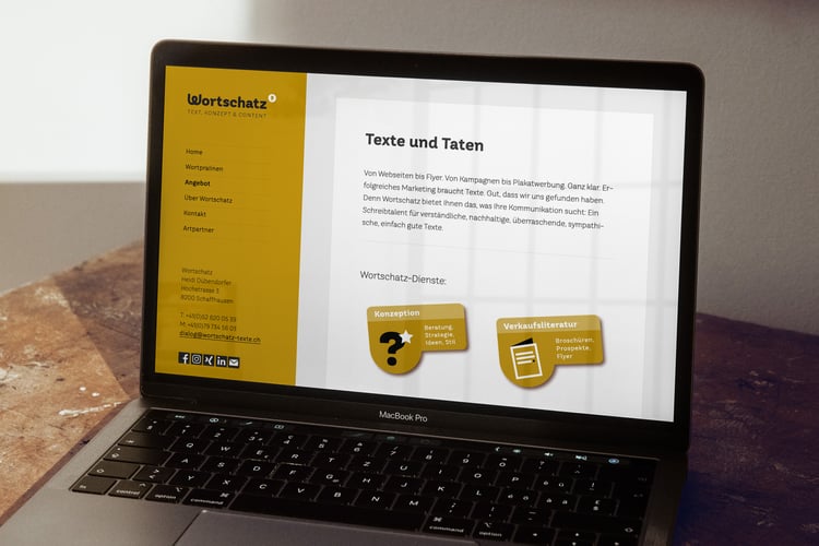 Grafik | Webdesign für Wortschatz Text, Konzept und Content, Heidi Dübendorfer in Schaffhausen