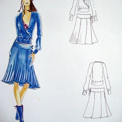 skizze blaues ensemble