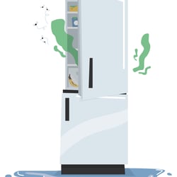Informative Illustration „Warmer Kühschrank“