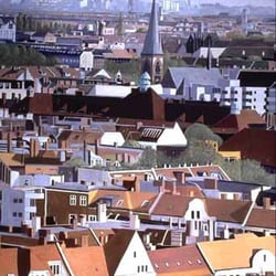 Berlin-Panorama Wilmersdorf, Eitempera u. Öl/Lw, 120×100 cm, 1994