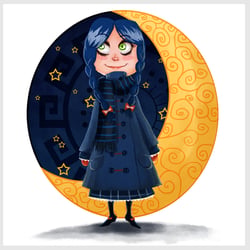 Starry night and a girl