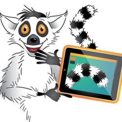 Lemur mit Tablet