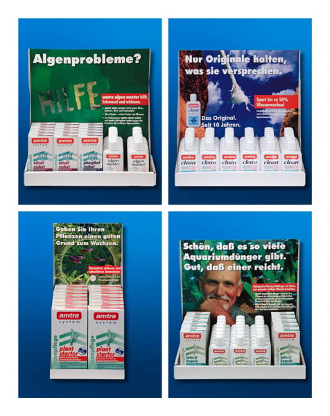 POS-Displays (Flüssigprodukte oben im alten Design)