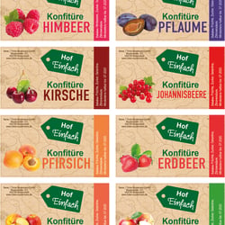 Entwürfe für eine Serie von Marmeladenetiketten