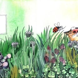 Gelschreiber und Aquarell