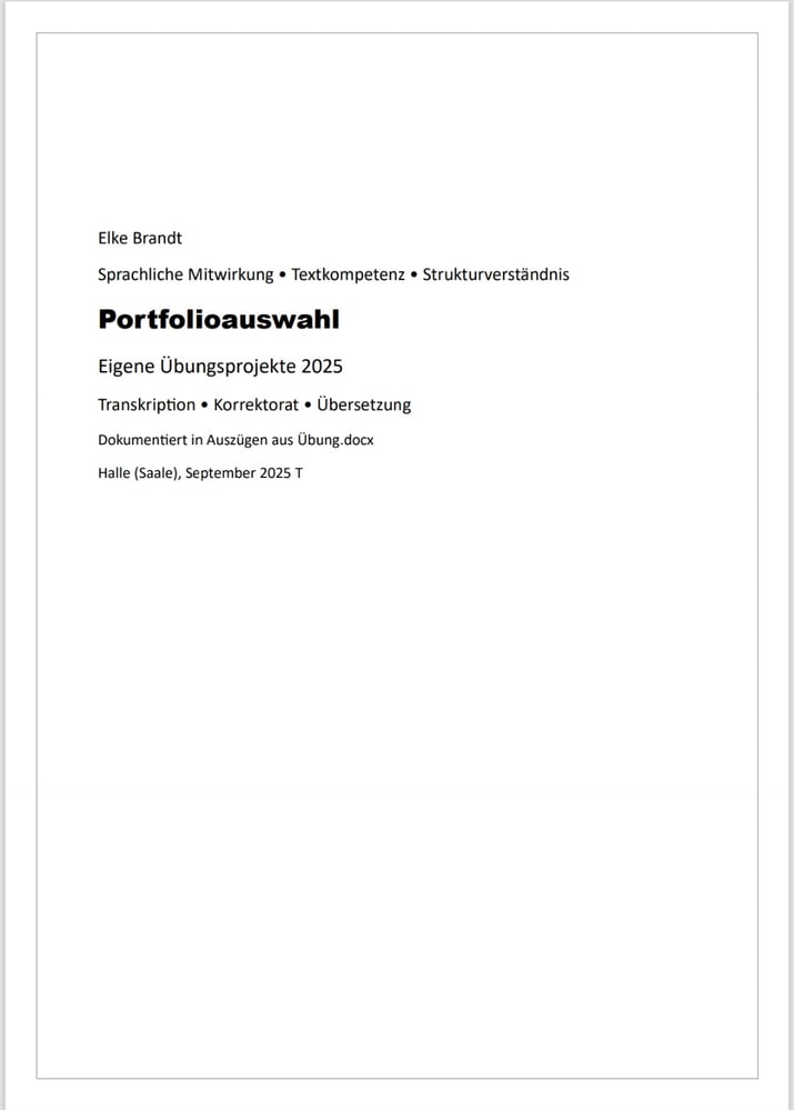 Portfolioauswahl – Eigene Übungsprojekte 2025