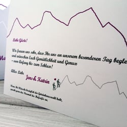Der Text auf der Rückseite der Karten heißt die Hochzeitsgäste willkommen