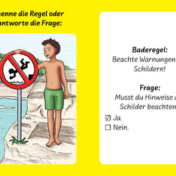 Frage-Antwortkarte zum Spiel „Schwimmen macht Spaß!“