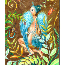 „blue bird“ Buntstift auf Zeichenkarton