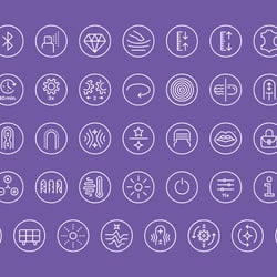 Feature-Icons für Produktfunktionen und Verpackungen