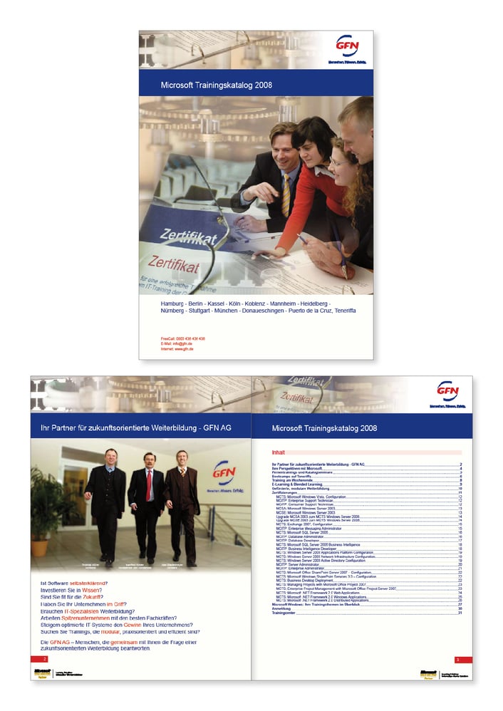 Titelbildgestaltung, Satz und Layout Microsoft Trainingskatalog