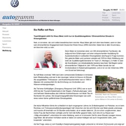 Artikel für das Volkswagen Mitarbeitermagazinautogramm: Ein Helfer mit Herz