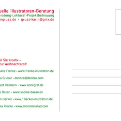 Weihnachtskarte „Illustratorenberatung Karin Gruß” Rückseite