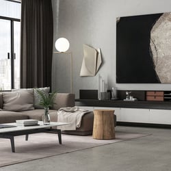 Rendering von Ecksofa in Wohnzimmer