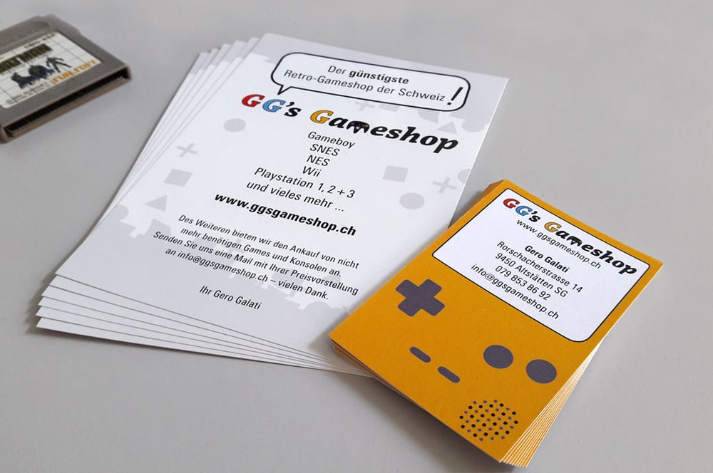 Visitenkarte und Flyer GG’s Gameshop