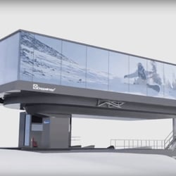 Doppelmayr Gondelstation Videoleinwand
