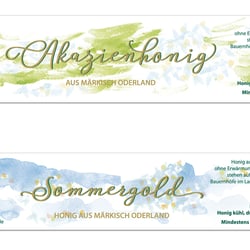 zwei Etiketten – Akazienblüte und Sommergold
