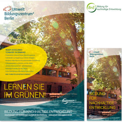 CI für das neue Umwelt Bildungszentrum Berlin. Gestaltung von Logo, Geschäftspapier, Printmedien, Web-Auftritt u.v.m.