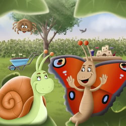 Illustration aus dem Kinderbuch „Die kleine Schnecke lernt fliegen“ von Eva Christina Wattler