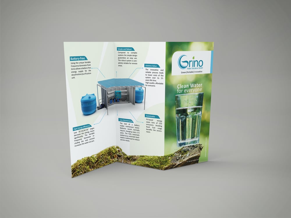 Faltblatt für Grino Water Solutions GmbH