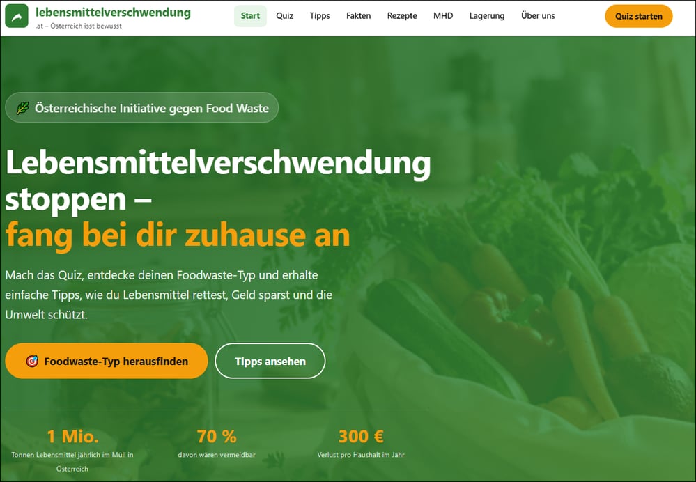 Informationsportal gegen Lebensmittelverschwendung