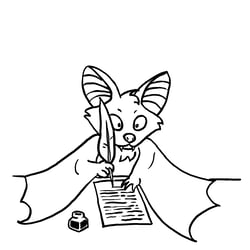 Illustration eines Klassenmaskottchens Fledermaus