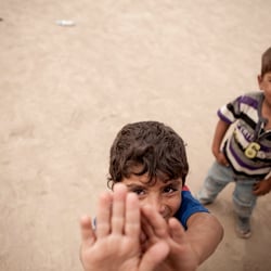 kids in a refugee camp